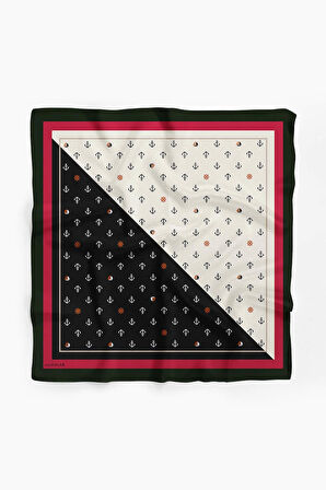 B55 Kadın Marinover Desenli 50x50 Bandana DG01488-22