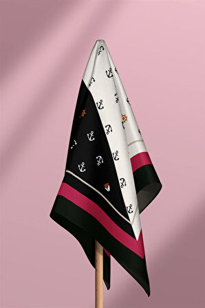 B55 Kadın Marinover Desenli 50x50 Bandana DG01488-22