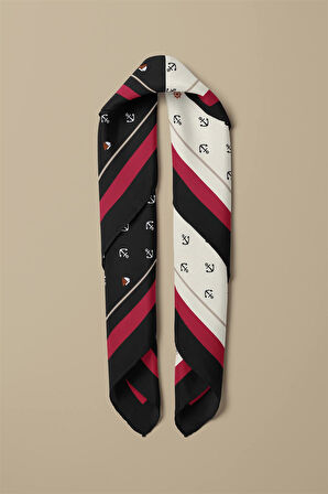 B55 Kadın Marinover Desenli 50x50 Bandana DG01488-22