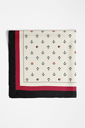 B55 Kadın Marinover Desenli 50x50 Bandana DG01488-22