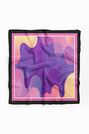 C77 Kadın Mavi Soyut Desenli 50x50 Bandana DG01681-22