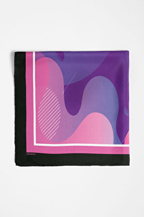 C77 Kadın Mavi Soyut Desenli 50x50 Bandana DG01681-22