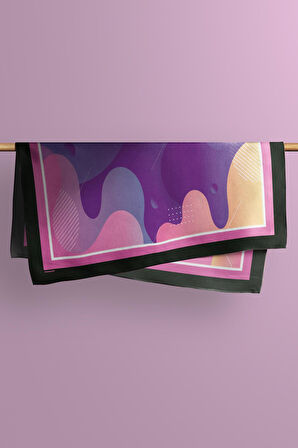 C77 Kadın Mavi Soyut Desenli 50x50 Bandana DG01681-22