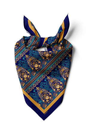 Y5 Kadın Tulip and Drop Desenli 50x50 Bandana DG0677-22