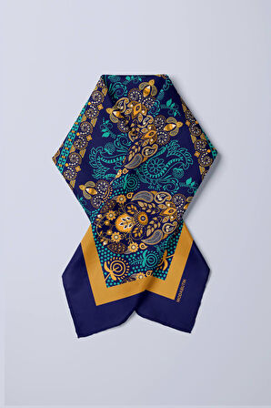Y5 Kadın Tulip and Drop Desenli 50x50 Bandana DG0677-22