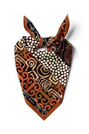 E96 Kadın Etnik Desenli Bandana 50x50 DG0253-22