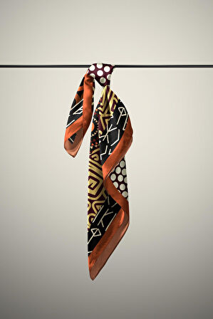 E96 Kadın Etnik Desenli Bandana 50x50 DG0253-22