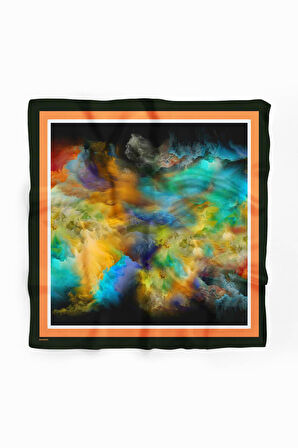 Z27 Kadın Sarı Mavi Suluboya Desenli 50x50 Bandana DG01563-22