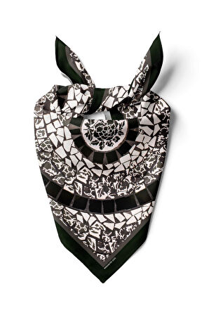 Y84 Kadın Kahverengi Sarmal Desenli 50x50 Bandana DG01023-22