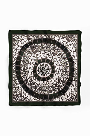 Y84 Kadın Kahverengi Sarmal Desenli 50x50 Bandana DG01023-22