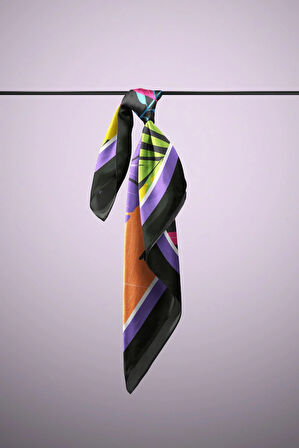 C78 Kadın Mavi Yaprak Desenli 50x50 Bandana HYL DG01692-22