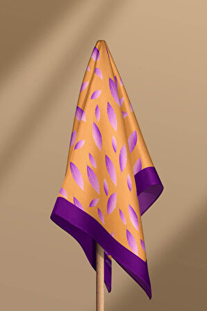 Z39 Kadın Sarı Feathers Desenli 50x50 Bandana HYL DG0696-22