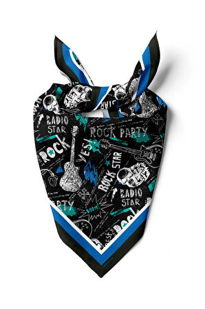 H29 Kadın Yes Rock Desenli 50x50 Bandana HYL DG01565-22