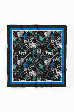 H29 Kadın Yes Rock Desenli 50x50 Bandana HYL DG01565-22