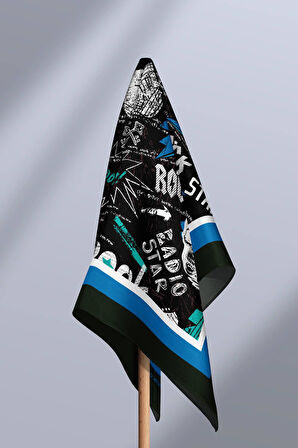 H29 Kadın Yes Rock Desenli 50x50 Bandana HYL DG01565-22