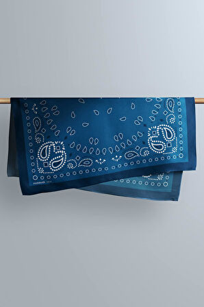 Kadın Mavi Etnik Desenli 50x50 Bandana HYL DG01223-22