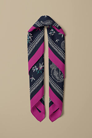 Kadın Siyah Beyaz Şal Desenli 50x50 Bandana DG01658-22