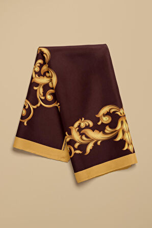 C81 Kadın Kırmızı Sarı Sultan Desenli 50x50 Bandana HYL DG0822-22