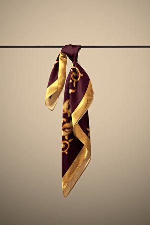 C81 Kadın Kırmızı Sarı Sultan Desenli 50x50 Bandana HYL DG0822-22