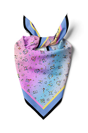 G28 Kadın Mavi Number Desenli 50x50 Bandana HYL DG01418-22