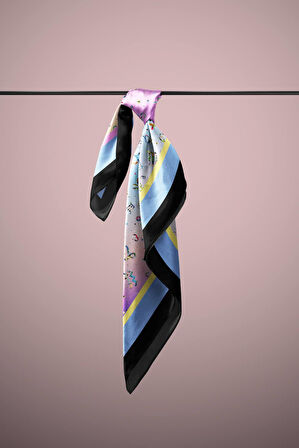 G28 Kadın Mavi Number Desenli 50x50 Bandana HYL DG01418-22