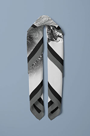 D57 Kadın Yeşil Gri Kaplan Desenli 50x50 Bandana HYL DG01330-22