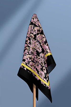 G27 Kadın Pembe Çiçek Desenli 50x50 Bandana HYL DG01392-22