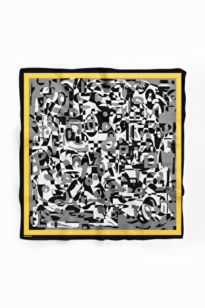 Kadın Siyah Beyaz Complex Desenli 50x50 Bandana HYL DG0976-22