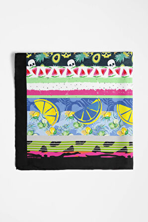 Z25 Kadın Yeşil Meyve Desenli 50x50 Bandana HYL DG01266-22