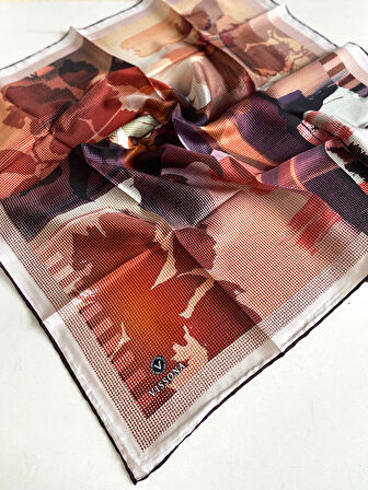 Vissona Tivil İpek Eşarp 50128 - 0013 - 0005 Turunu Armürlü Desen