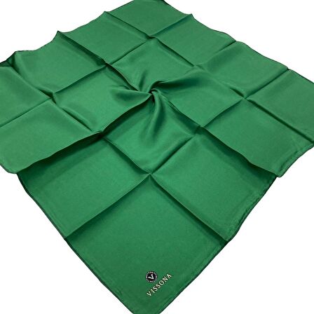 Vissona Tivil Yeşil Düz İpek Eşarp DGN50827-0035
