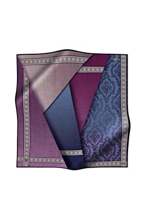 Vissona Tivil Fuşya-İndigo İpek Eşarp DGN50780-0025-0031
