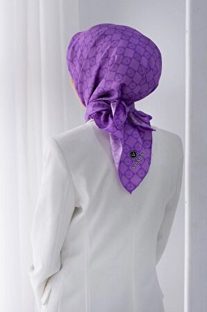 Vissona Lila Dama Desen Tivil İpek Eşarp 51495-0022