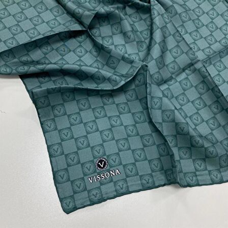 Vissona Cam Göbeği Dama Desen Tivil İpek Eşarp 51495-0219