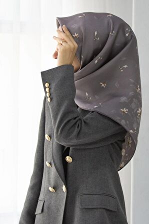 Vissona Twill İpek Eşarp Gri 0028-03