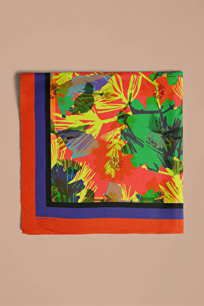 G63 Kadın Renkli Yaprak Desenli Bandana