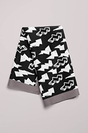 Y75 Kadın Şimşek Desenli Bandana 50x50 Siyah DG0150-22