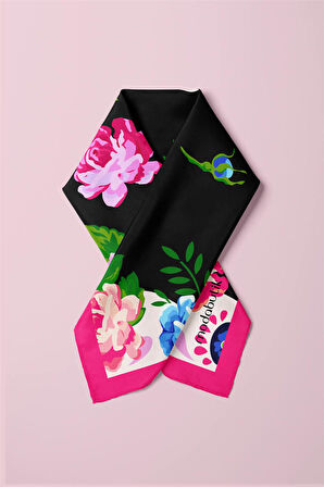 B25 Modabutik Kurukafa Desenli Çiçekli Bandana