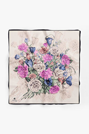 %100 İpek Kadın Desenli Bandana 80x80