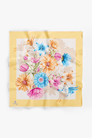 %100 İpek Kadın Desenli Bandana 80x80