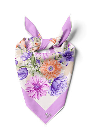 %100 İpek Kadın Desenli Bandana 80x80