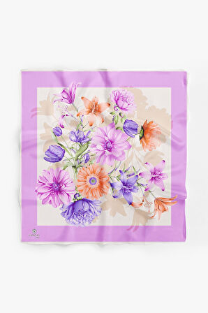 %100 İpek Kadın Desenli Bandana 80x80
