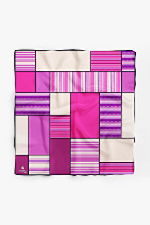 %100 İpek Kadın Geometrik Desenli Bandana 80x80