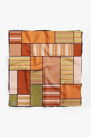 %100 İpek Kadın Geometrik Desenli Bandana 80x80