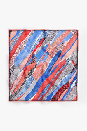 %100 İpek Kadın Desenli Bandana 80x80