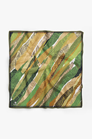 %100 İpek Kadın Desenli Bandana 80x80