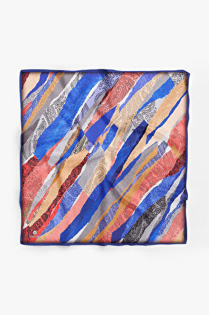 %100 İpek Kadın Desenli Bandana 80x80