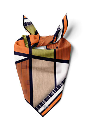 %100 İpek Kadın Desenli Bandana 80x80