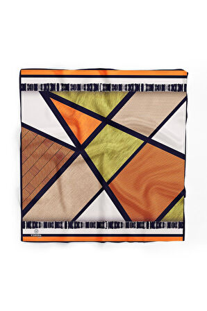 %100 İpek Kadın Desenli Bandana 80x80
