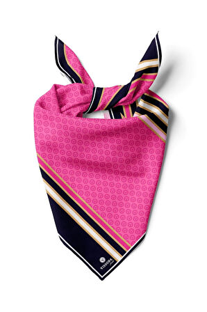 %100 İpek Kadın Desenli Bandana 80x80